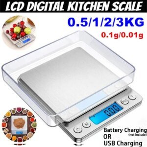 Báscula de cocina digital de bolsillo, minibáscula electrónica de precisión de acero inoxidable para joyería, para hornear alimentos, utensilios de cocina, 1 unidad