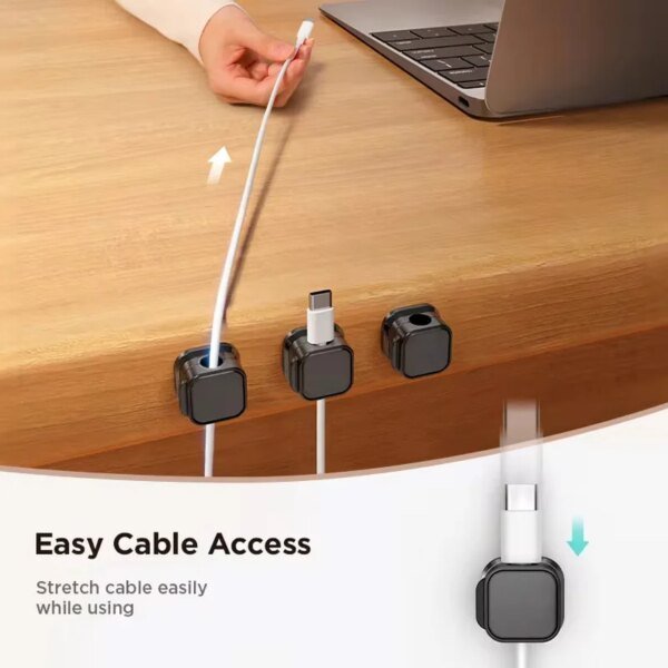 Organizador de cables magnético con clips para cables, soporte ajustable para cables debajo del escritorio, organizador de cables para el hogar, la oficina y la cocina. - Image 4