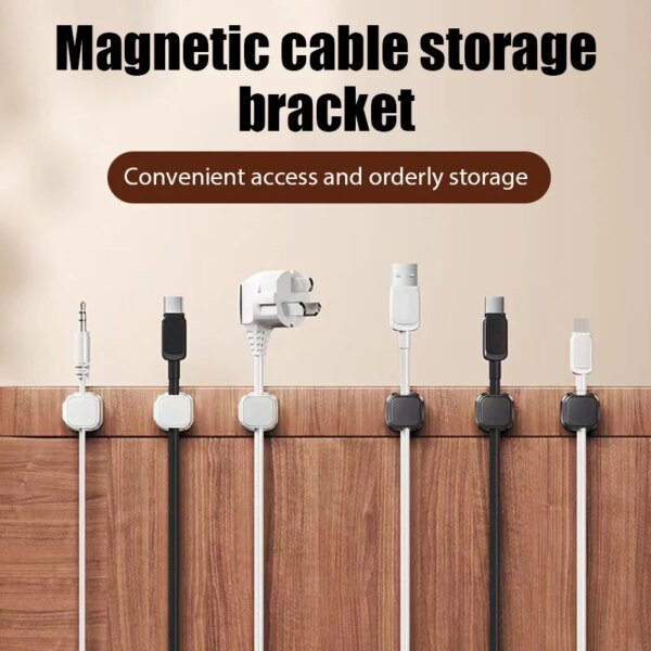 Organizador de cables magnético con clips para cables, soporte ajustable para cables debajo del escritorio, organizador de cables para el hogar, la oficina y la cocina. - Image 2