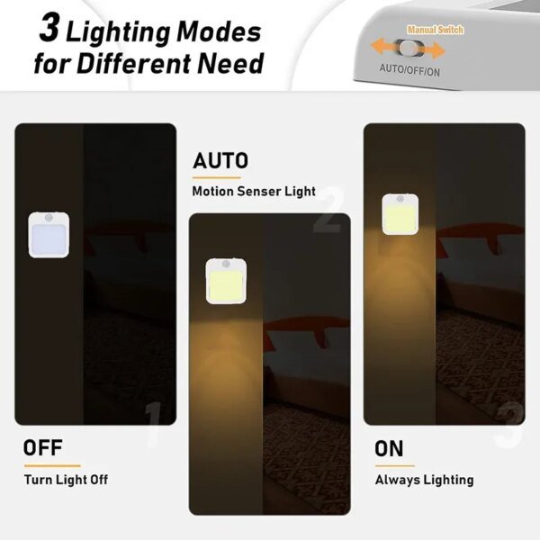 Luz nocturna con sensor de movimiento y luz LED, enchufe europeo, luz nocturna inalámbrica para niños, mesita de noche y dormitorio. - Image 4