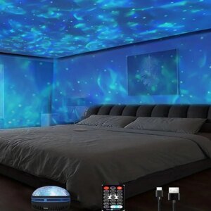 Proyector de estrellas, galaxia, olas oceánicas, luz nocturna para dormitorio, decoración de habitación con 7 patrones de colores.