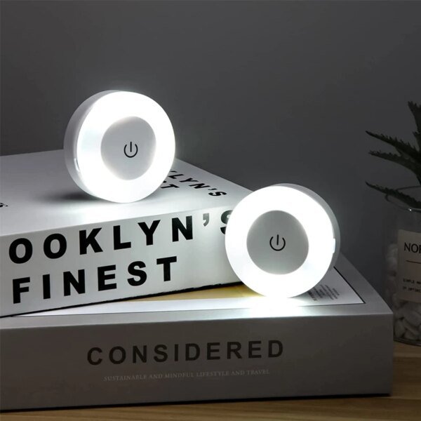 Lámpara de noche LED de ahorro de energía con sensor táctil, recargable por USB, magnética, para pared, para habitación, pasillo, dormitorio, redonda, portátil - Image 6