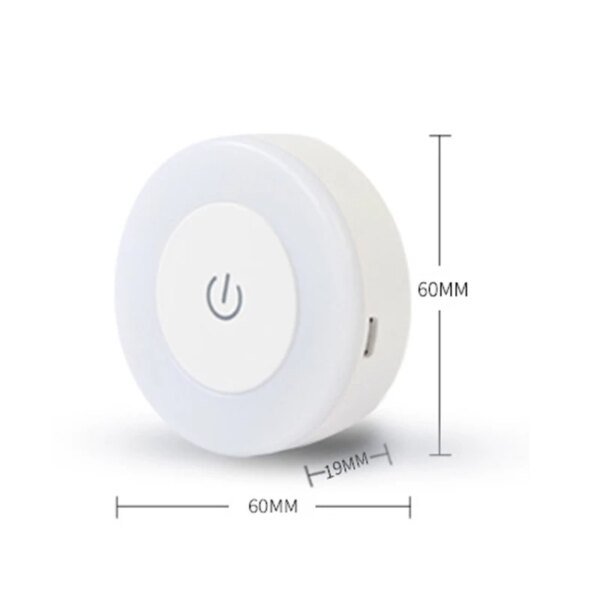 Lámpara de noche LED de ahorro de energía con sensor táctil, recargable por USB, magnética, para pared, para habitación, pasillo, dormitorio, redonda, portátil - Image 2