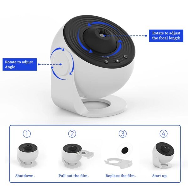 Proyector de galaxia con luz nocturna y cielo estrellado, lámpara de planetario con rotación de 360° para dormitorio infantil, regalo de San Valentín, decoración de boda - Image 6
