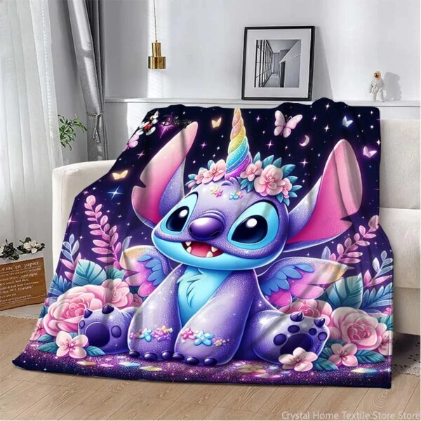 Manta de felpa con estampado 3D de Disney Stitch para niños y adultos, ideal como manta de sofá cama. - Image 4