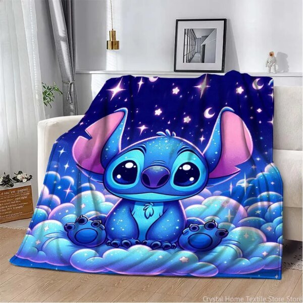Manta de felpa con estampado 3D de Disney Stitch para niños y adultos, ideal como manta de sofá cama.