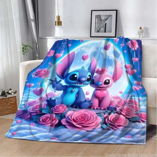 Manta de felpa con estampado 3D de Disney Stitch para niños y adultos, ideal como manta de sofá cama. - Image 2