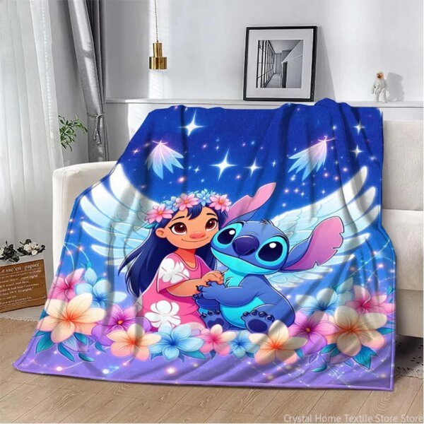 Manta de felpa con estampado 3D de Disney Stitch para niños y adultos, ideal como manta de sofá cama. - Image 5