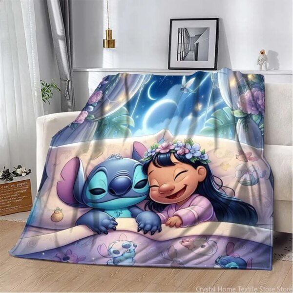 Manta de felpa con estampado 3D de Disney Stitch para niños y adultos, ideal como manta de sofá cama. - Image 6