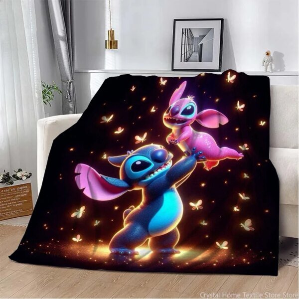 Manta de felpa con estampado 3D de Disney Stitch para niños y adultos, ideal como manta de sofá cama. - Image 3