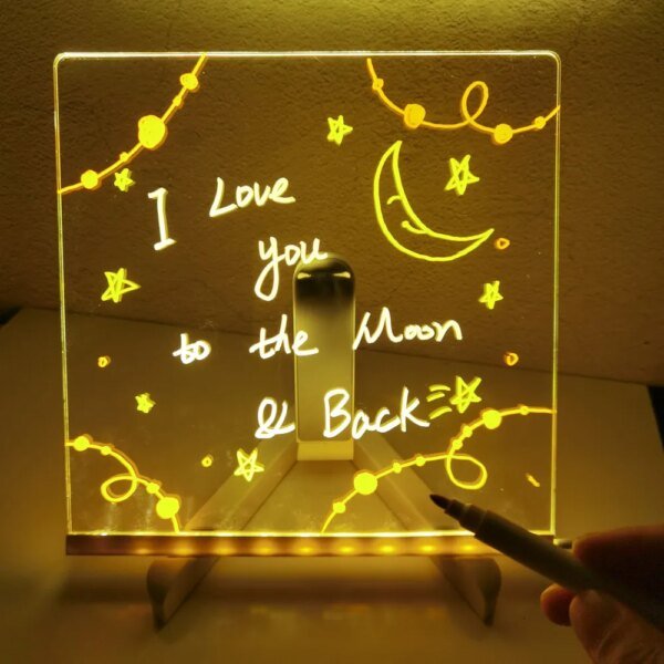 Lámpara LED personalizada, tablero acrílico para mensajes, borrable por USB, para niños, luz de noche para dormitorio, regalo de cumpleaños para niños. - Image 4