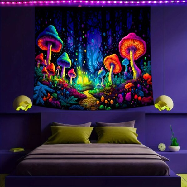 Tapiz de árbol de la vida de 75 x 58 cm, diseño de sol, luna, estrellas, galaxia, colorido, hippie, psicodélico, para dormitorio, decoración estética - Image 6