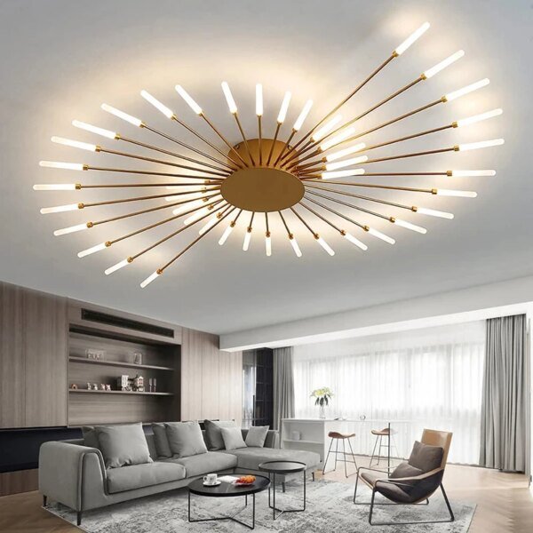 Lámpara de techo LED moderna para sala de estar, comedor, dormitorio, diseño de fuegos artificiales nórdicos, decoración del hogar, iluminación interior