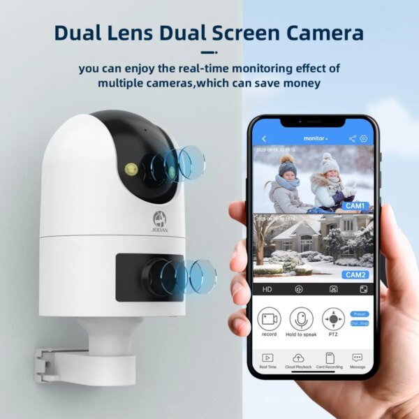 Cámara IP PTZ 4K para exteriores, impermeable, de doble lente, 5G, WiFi, cámara de seguridad con seguimiento automático, videovigilancia, monitor para bebés - Image 2