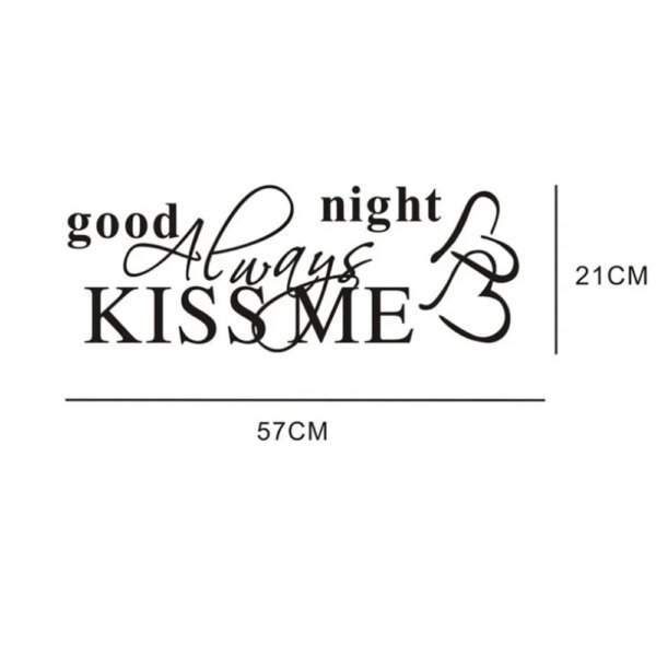 Adhesivo de pared moderno "Siempre bésame buenas noches", decoración artística, pegatinas de pared para dormitorio, calcomanías extraíbles, calcomanías con frases para el dormitorio. - Image 6