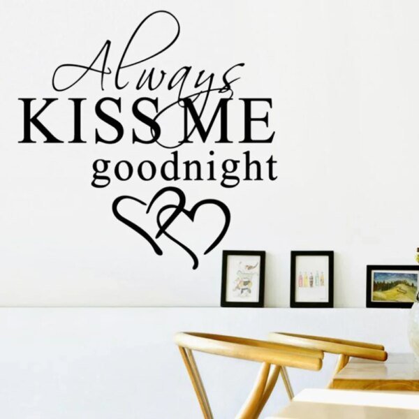 Adhesivo de pared moderno "Siempre bésame buenas noches", decoración artística, pegatinas de pared para dormitorio, calcomanías extraíbles, calcomanías con frases para el dormitorio. - Image 5
