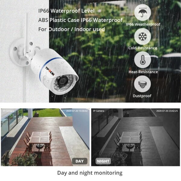 Cámara IP de 4 MP y 1080P para exteriores, WiFi, seguridad para el hogar, vigilancia inalámbrica, Wi-Fi, bala, impermeable, IP, video HD, cámara CamHi Cam - Image 2