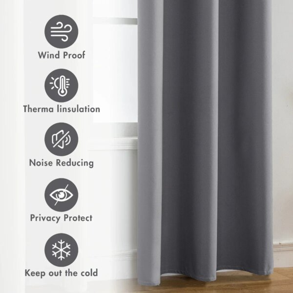 2 cortinas opacas de color liso, 100 % opacas, ligeras, premium, con aislamiento térmico y opacidad, para dormitorio y sala de estar. - Image 4