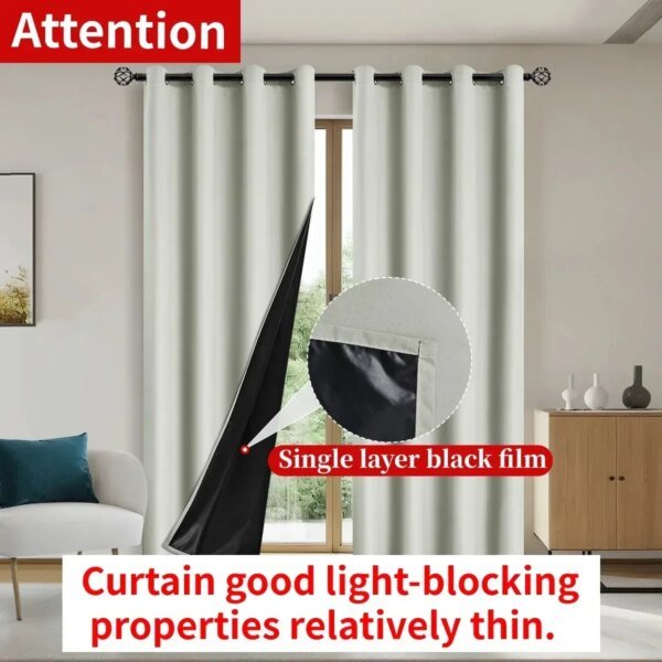 2 cortinas opacas de color liso, 100 % opacas, ligeras, premium, con aislamiento térmico y opacidad, para dormitorio y sala de estar. - Image 6