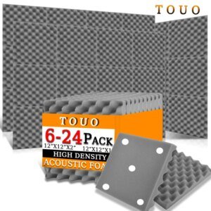 TOUO Acoustic Foam 6/12/24 Pcs Recoding Studio Acoustic Treatment Soundproofing Bedroom High Density Soundproof Wall Decor