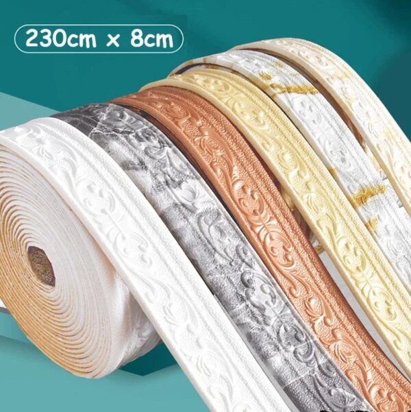 Tiras adhesivas de espuma 3D para bordes de pared, autoadhesivas, impermeables, para zócalos, papel tapiz, decoración de pared para dormitorio y hogar. - Image 2