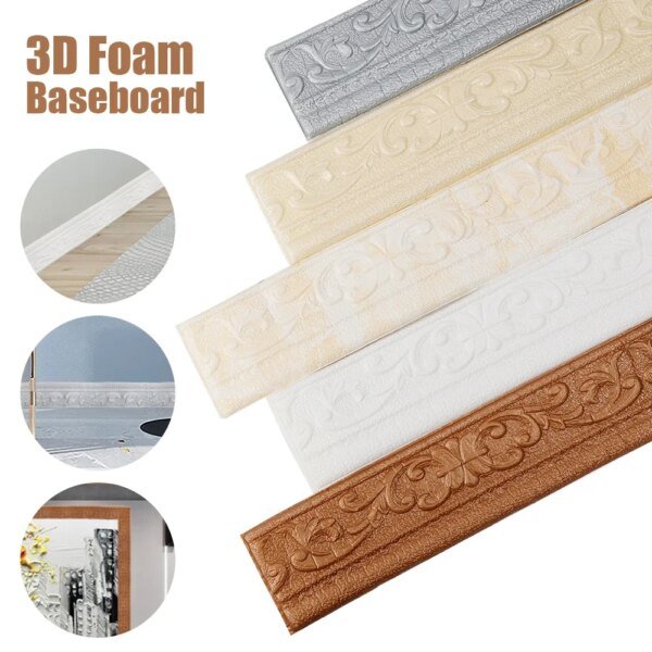 Tiras adhesivas de espuma 3D para bordes de pared, autoadhesivas, impermeables, para zócalos, papel tapiz, decoración de pared para dormitorio y hogar. - Image 6