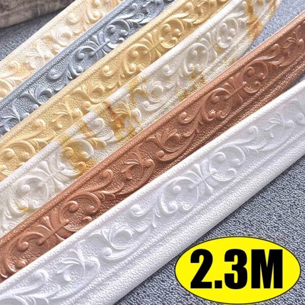 Tiras adhesivas de espuma 3D para bordes de pared, autoadhesivas, impermeables, para zócalos, papel tapiz, decoración de pared para dormitorio y hogar.
