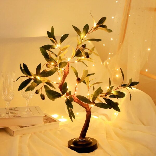 Luces LED para árbol, luz ambiental verde, lámparas de mesa con batería, para interiores, salas de estar, dormitorios, camping, decoración de verano para el hogar. - Image 6