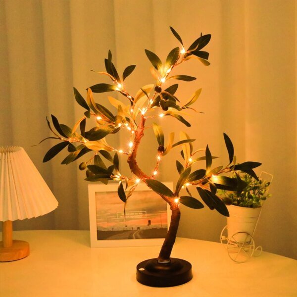 Luces LED para árbol, luz ambiental verde, lámparas de mesa con batería, para interiores, salas de estar, dormitorios, camping, decoración de verano para el hogar. - Image 4
