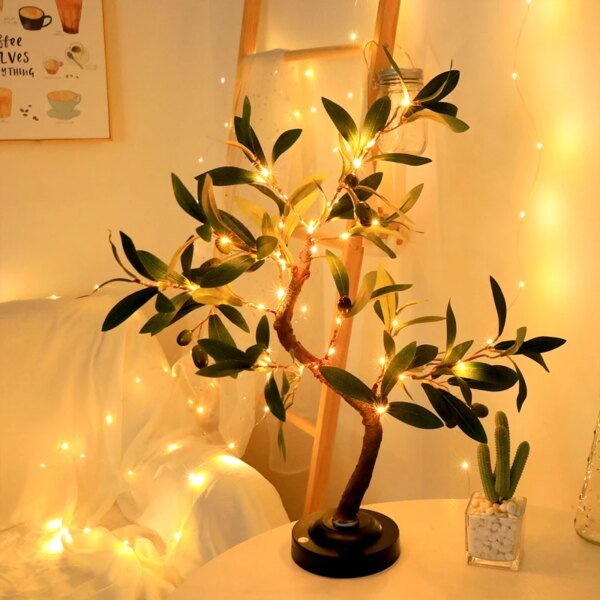 Luces LED para árbol, luz ambiental verde, lámparas de mesa con batería, para interiores, salas de estar, dormitorios, camping, decoración de verano para el hogar. - Image 5