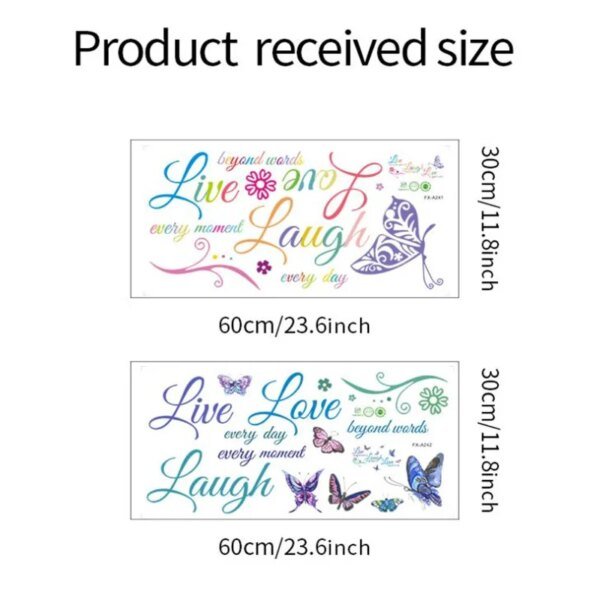 1 pieza de pegatinas de pared extraíbles coloridas con diseño de mariposa en inglés "LIVE LAUGH LOVE" para dormitorio, autoadhesivas, decoración del hogar, 30 x 60 cm - Image 4