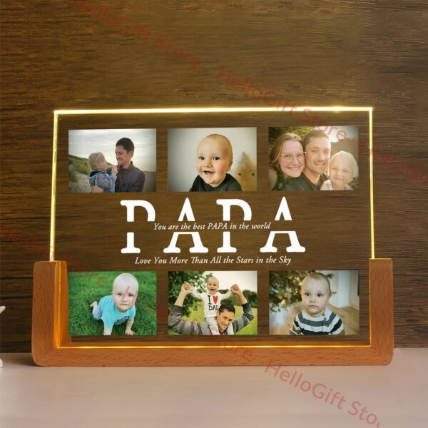 Lámpara acrílica 3D con foto y texto personalizado, luz nocturna personalizada para mamá, papá, amor, familia, amigos, cumpleaños, festival, regalo - Image 5