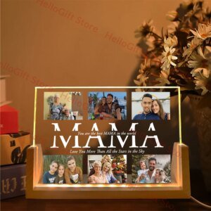 Lámpara acrílica 3D con foto y texto personalizado, luz nocturna personalizada para mamá, papá, amor, familia, amigos, cumpleaños, festival, regalo