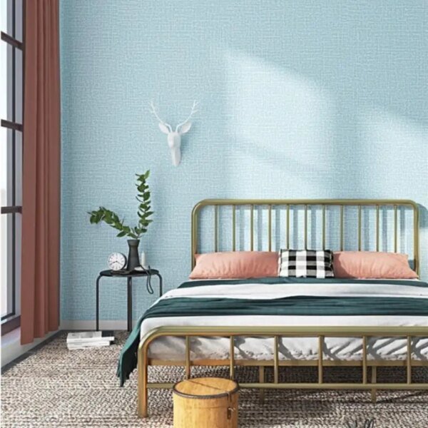 Papel tapiz autoadhesivo de espuma 3D de lino de 50 cm x 10 m, PVC, color sólido, grueso, impermeable, para renovación de pared - Image 5