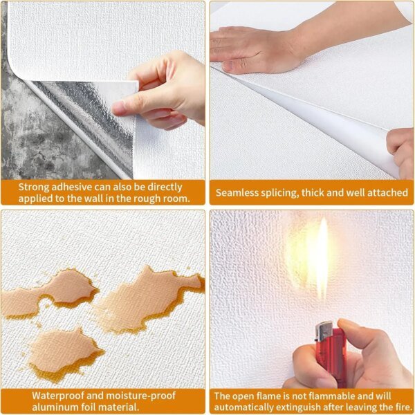 Papel tapiz de lino autoadhesivo 3D, pegatinas de pared impermeables continuas para sala de estar, dormitorio, armario de cocina, pegatinas de pared impermeables - Image 3
