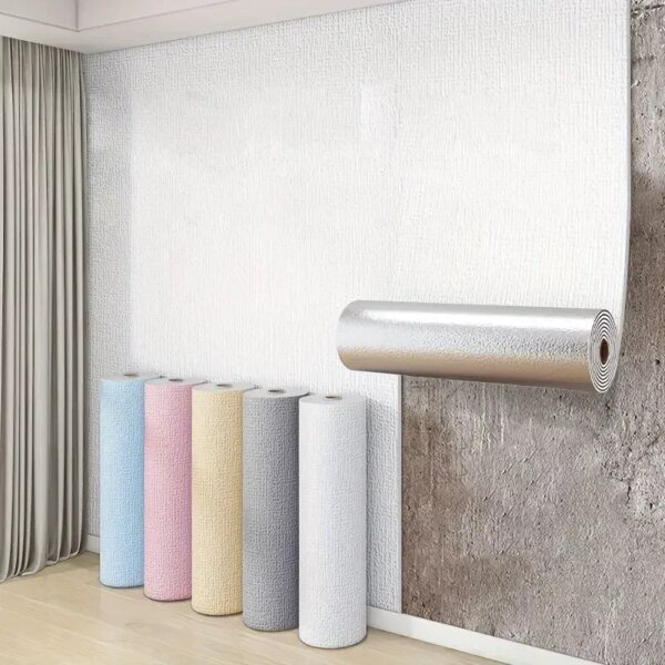 Papel tapiz de lino autoadhesivo 3D, pegatinas de pared impermeables continuas para sala de estar, dormitorio, armario de cocina, pegatinas de pared impermeables