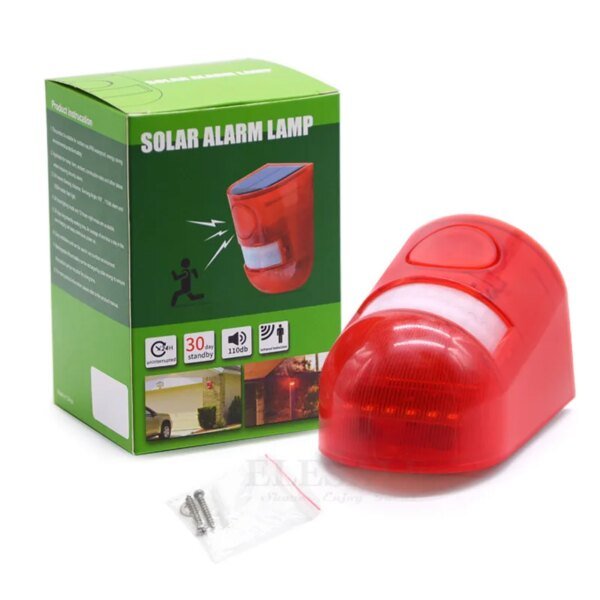 Alarma con sensor de movimiento infrarrojo solar y luz estroboscópica de sirena de 110 dB para el hogar, jardín, cochera, cobertizo, caravana, sistema de alarma de seguridad. - Image 4