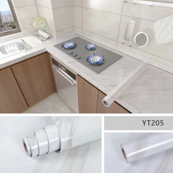 40cm Kitchen Self-adhesive Wall Adhesive Wallpaper Marble Pattern Pvc Home Decorations Oil-proof Water-proof Luxury Home Decor - Image 4
