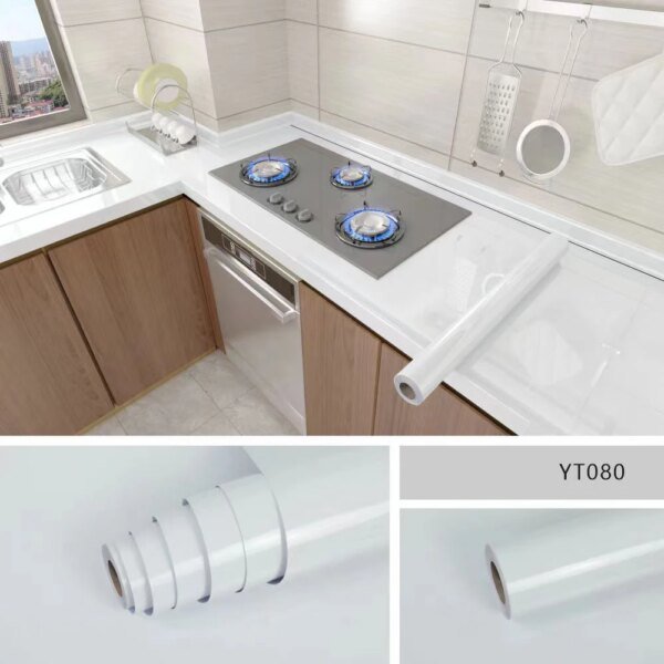 40cm Kitchen Self-adhesive Wall Adhesive Wallpaper Marble Pattern Pvc Home Decorations Oil-proof Water-proof Luxury Home Decor - Image 3