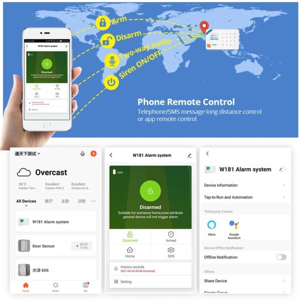 Sistema de alarma KERUI W181, seguridad para el hogar, WIFI, GSM, alarma Tuya, detector de movimiento inteligente, sensor de puerta, antirrobo, cámara IP, compatible con Alexa y Google. - Image 6