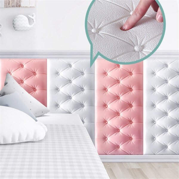 Pegatinas de pared 3D autoadhesivas, gruesas, tatami, anticolisión, para dormitorio infantil, sala de estar, cojín de espuma suave - Image 2