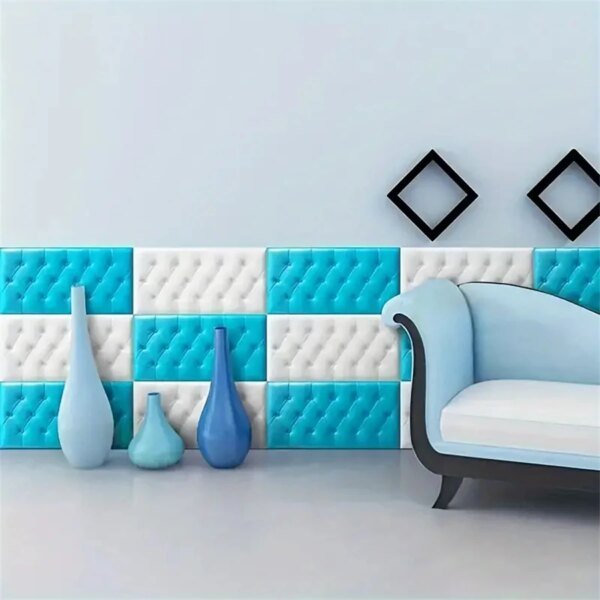 Pegatinas de pared 3D autoadhesivas, gruesas, tatami, anticolisión, para dormitorio infantil, sala de estar, cojín de espuma suave - Image 4