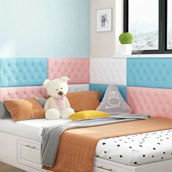 Pegatinas de pared 3D autoadhesivas, gruesas, tatami, anticolisión, para dormitorio infantil, sala de estar, cojín de espuma suave - Image 3