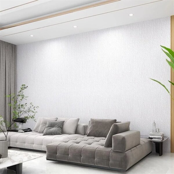 Papel pintado de lino autoadhesivo impermeable y extraíble de 50 cm x 5 m para decoración de pared de dormitorio y salón. - Image 2