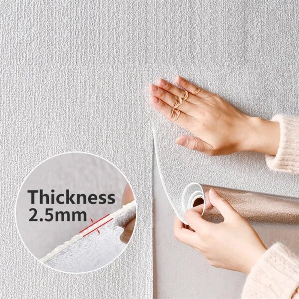 Papel pintado de lino autoadhesivo impermeable y extraíble de 50 cm x 5 m para decoración de pared de dormitorio y salón. - Image 3