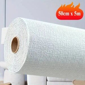 Papel pintado de lino autoadhesivo impermeable y extraíble de 50 cm x 5 m para decoración de pared de dormitorio y salón.