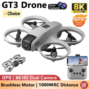 NUEVOS Drones GT3 GPS 8K Profesional HD 180° Cámaras duales 5G WIFI Motores sin escobillas Evitación de obstáculos FPV Cuadricóptero plegable Juguetes