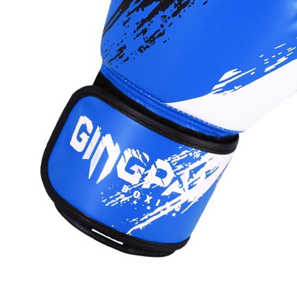 1 par de guantes de boxeo para adultos, para entrenamiento de boxeo, sparring, cómodos y ajustables, protectores de manos, color negro, rojo y azul. - Image 3