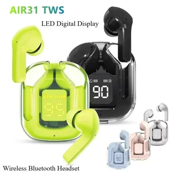 Auriculares inalámbricos Bluetooth N27 Tws transparentes con pantalla digital ENC Power y sonido estéreo para todos los teléfonos inteligentes. - Image 2