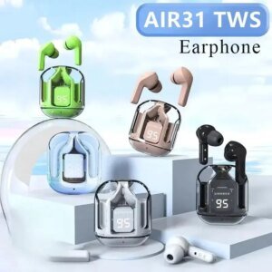 Auriculares inalámbricos Bluetooth N27 Tws transparentes con pantalla digital ENC Power y sonido estéreo para todos los teléfonos inteligentes.